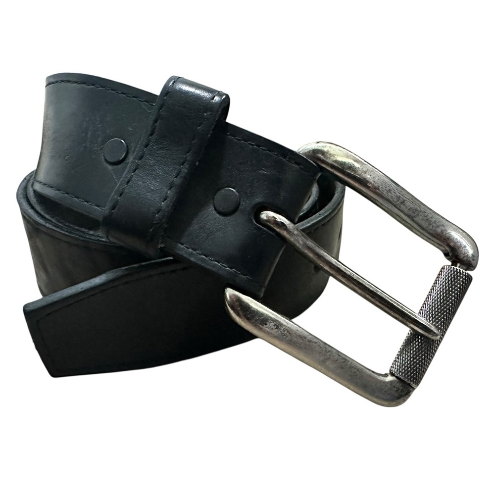 Justin Boots Black Leather Belt with Silver Buckle 38